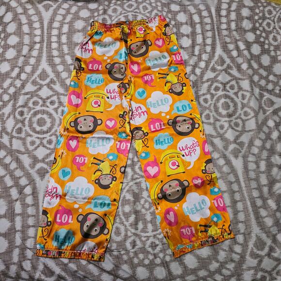 Carter’s Girls Silky Pajama Pants Size 8 Orange Monkeys What Up Hello - Picture 5 of 7